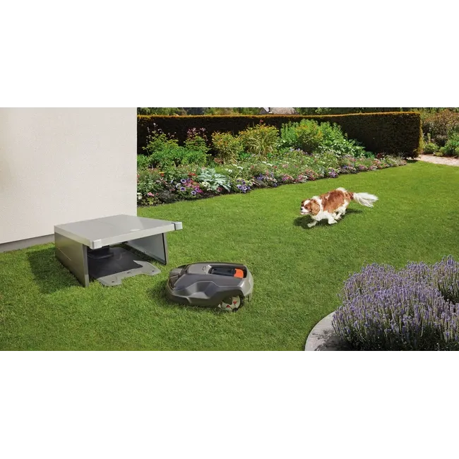 Riparo Per Robot Tosaerba Outsunny - Garage In Acciaio Zincato, Grigio, Per Esterno - Foto 6