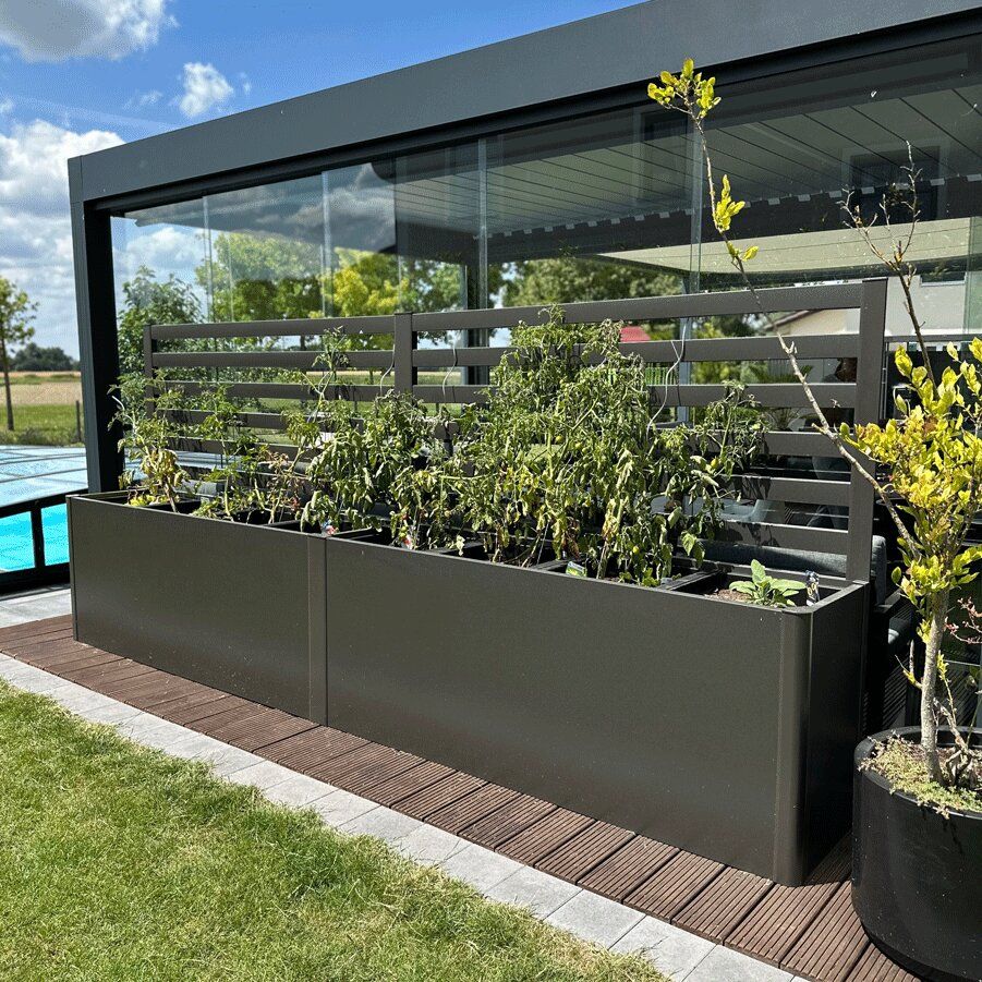 Hoher Rechteckiger Pflanzkasten Aus Kunstharz – Mit Drainagelöchern, Wetterbeständig, Für Garten, Terrasse & Innenbereich (Schwarz, Größe S)