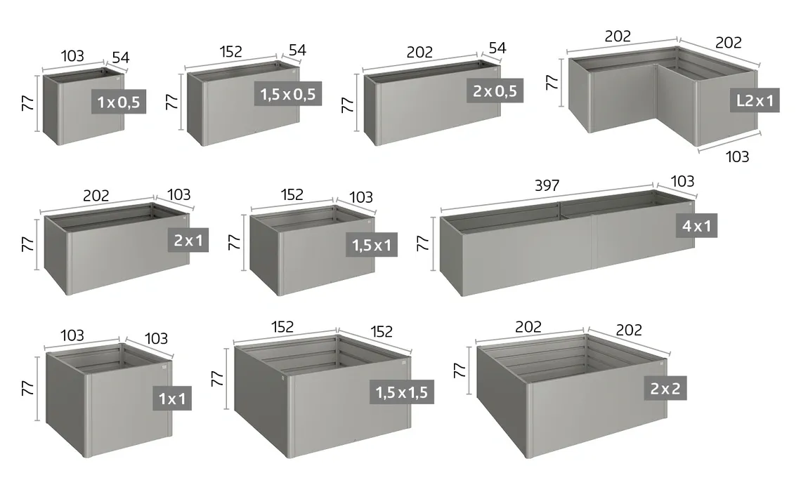 HochBeet Skizzen verschiedene Gr&ouml;&szlig;en