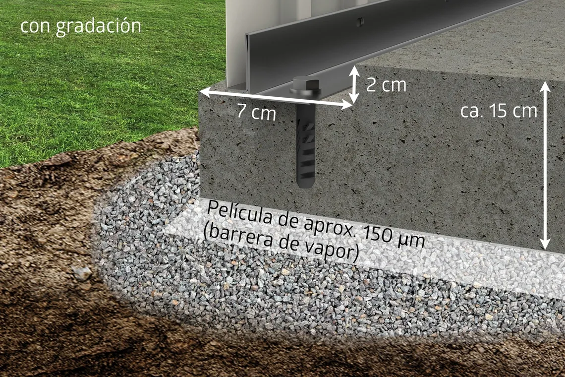 Cimientos de hormigón con nivelación